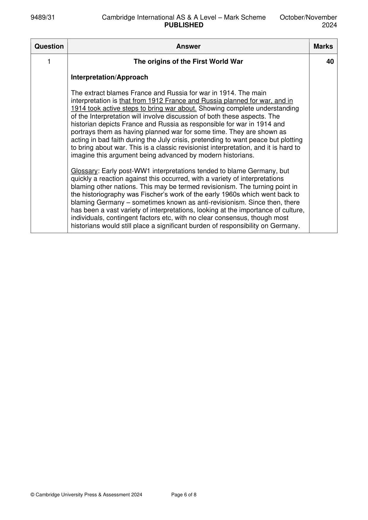 Mark scheme, page 6 of 8