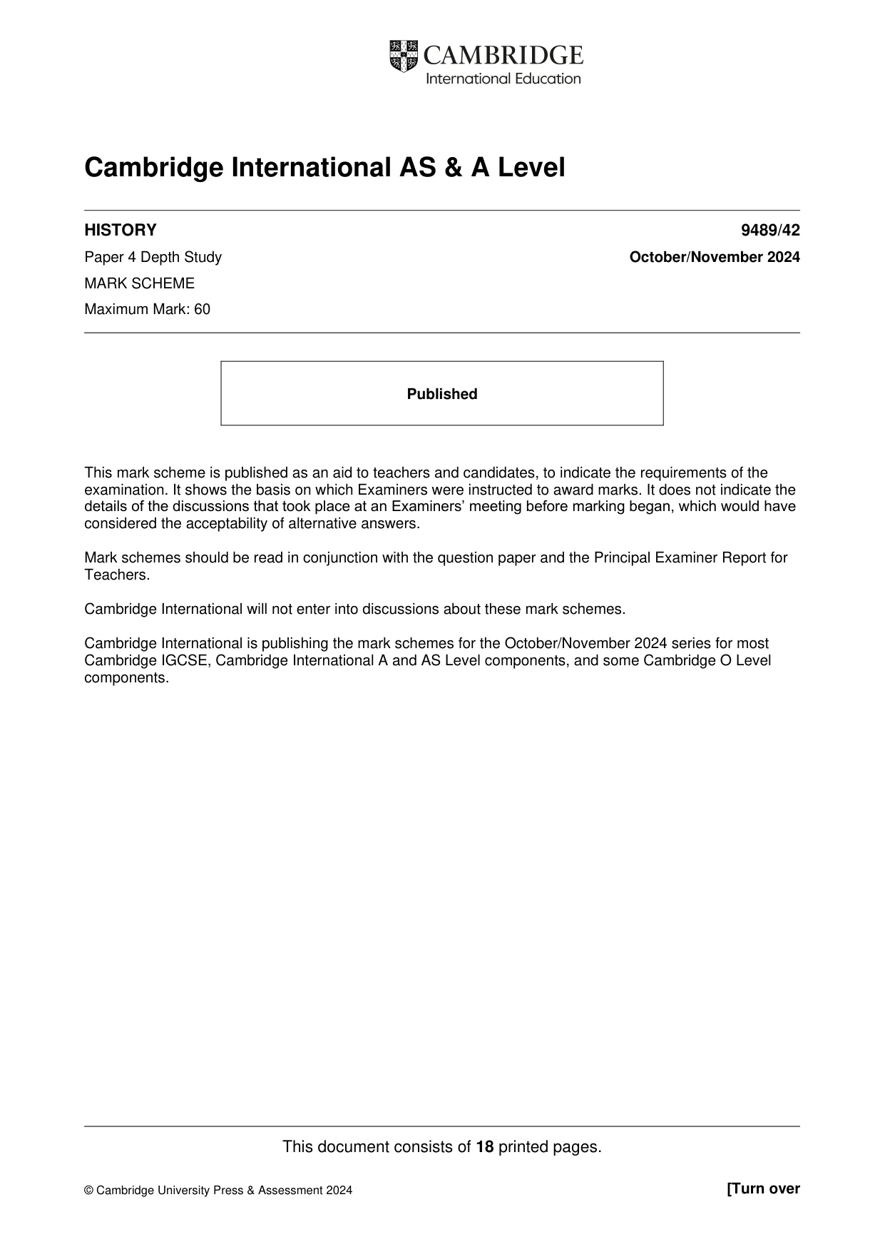 Mark scheme, page 1 of 18