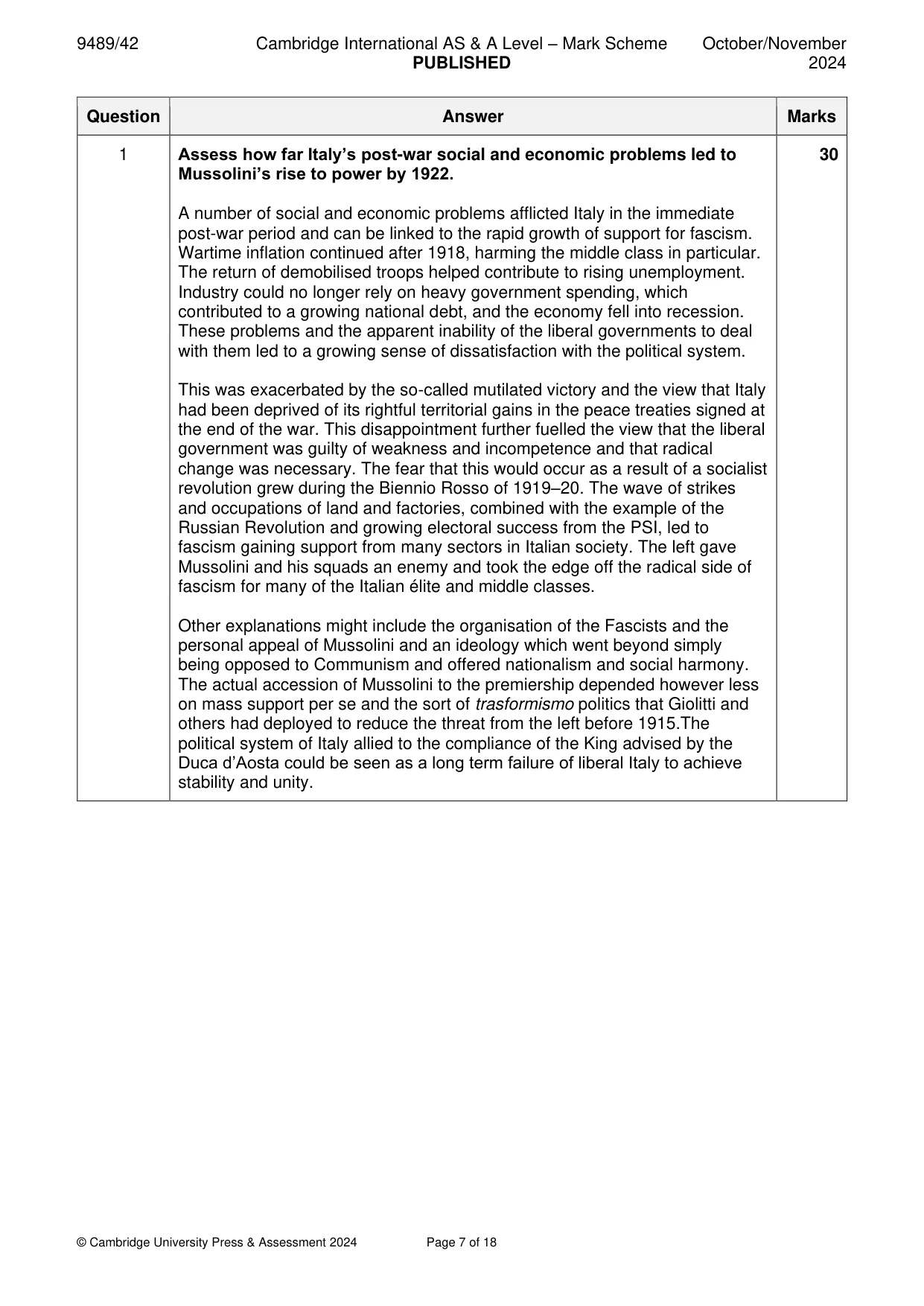 Mark scheme, page 7 of 18