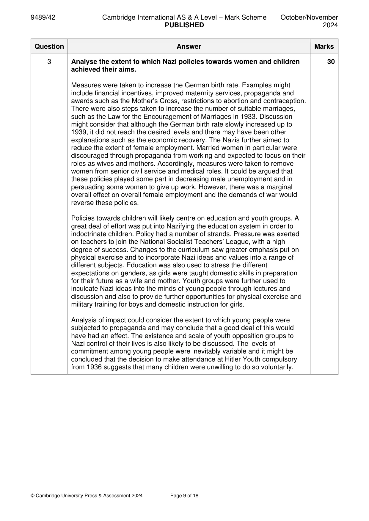 Mark scheme, page 9 of 18
