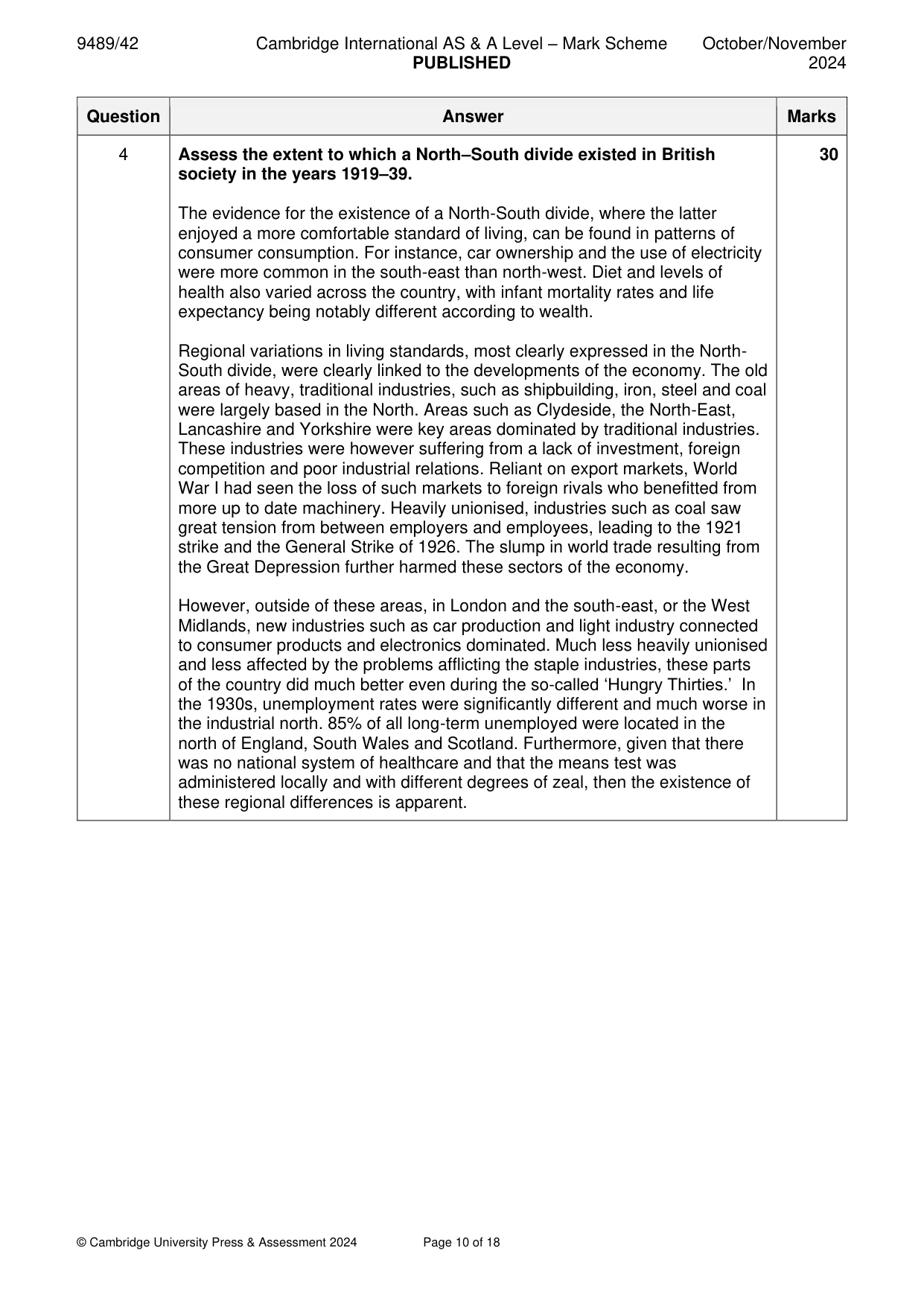 Mark scheme, page 10 of 18