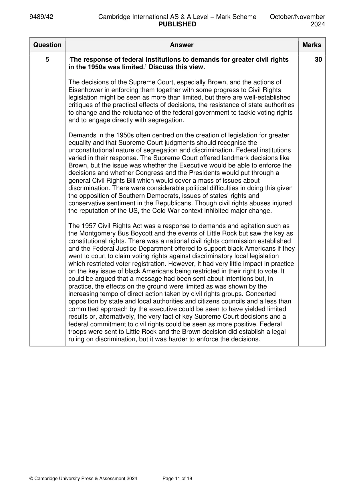 Mark scheme, page 11 of 18