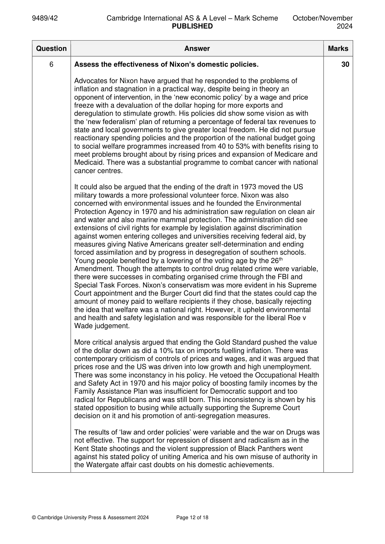 Mark scheme, page 12 of 18
