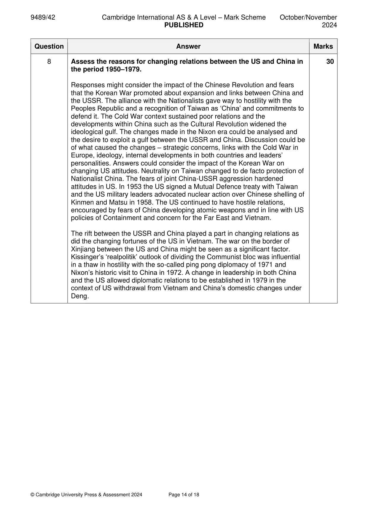 Mark scheme, page 14 of 18