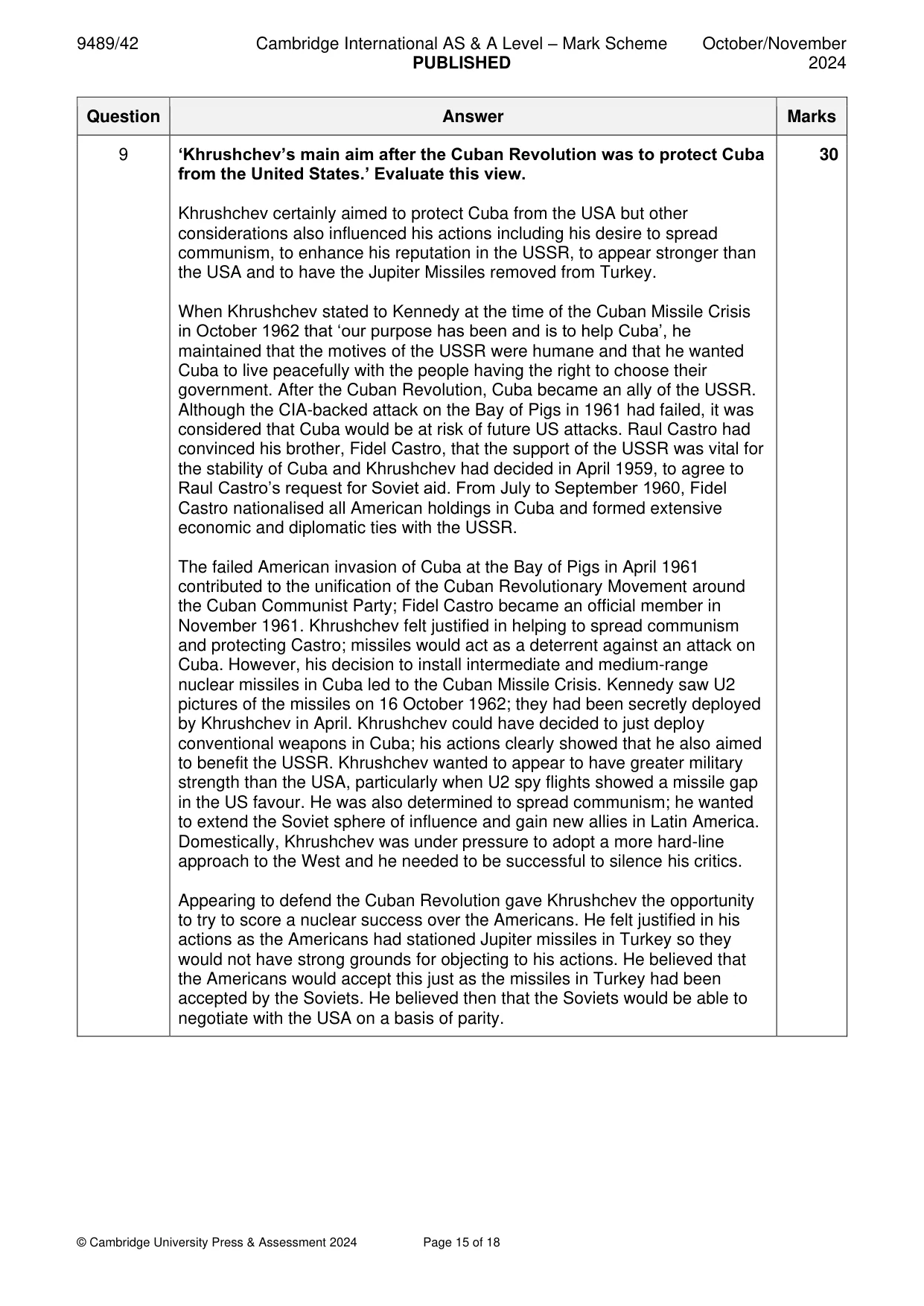 Mark scheme, page 15 of 18