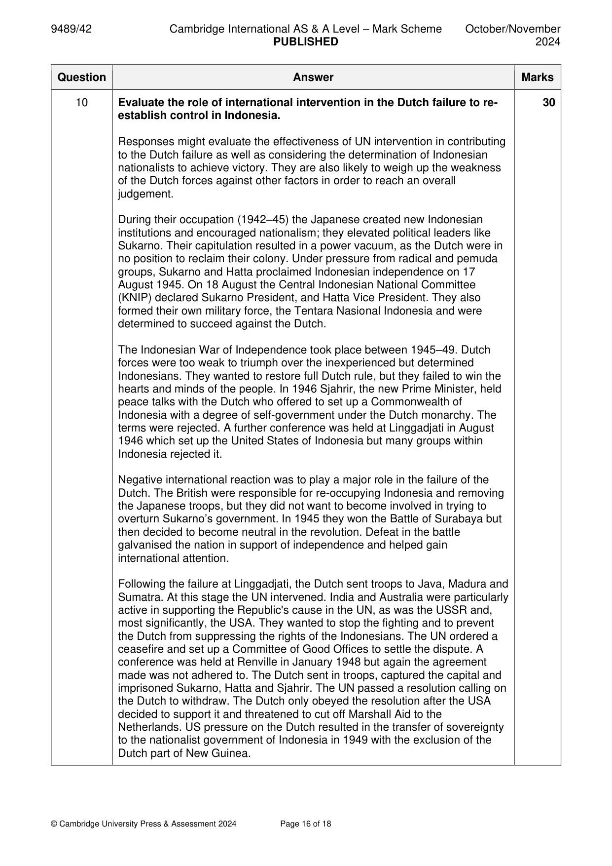 Mark scheme, page 16 of 18