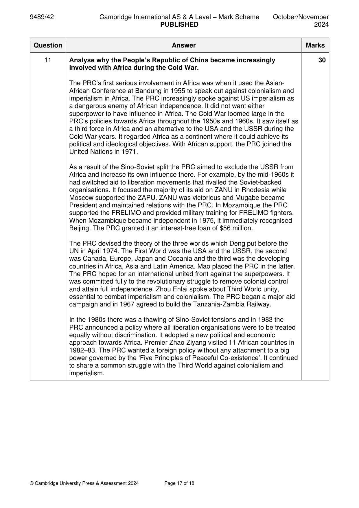 Mark scheme, page 17 of 18