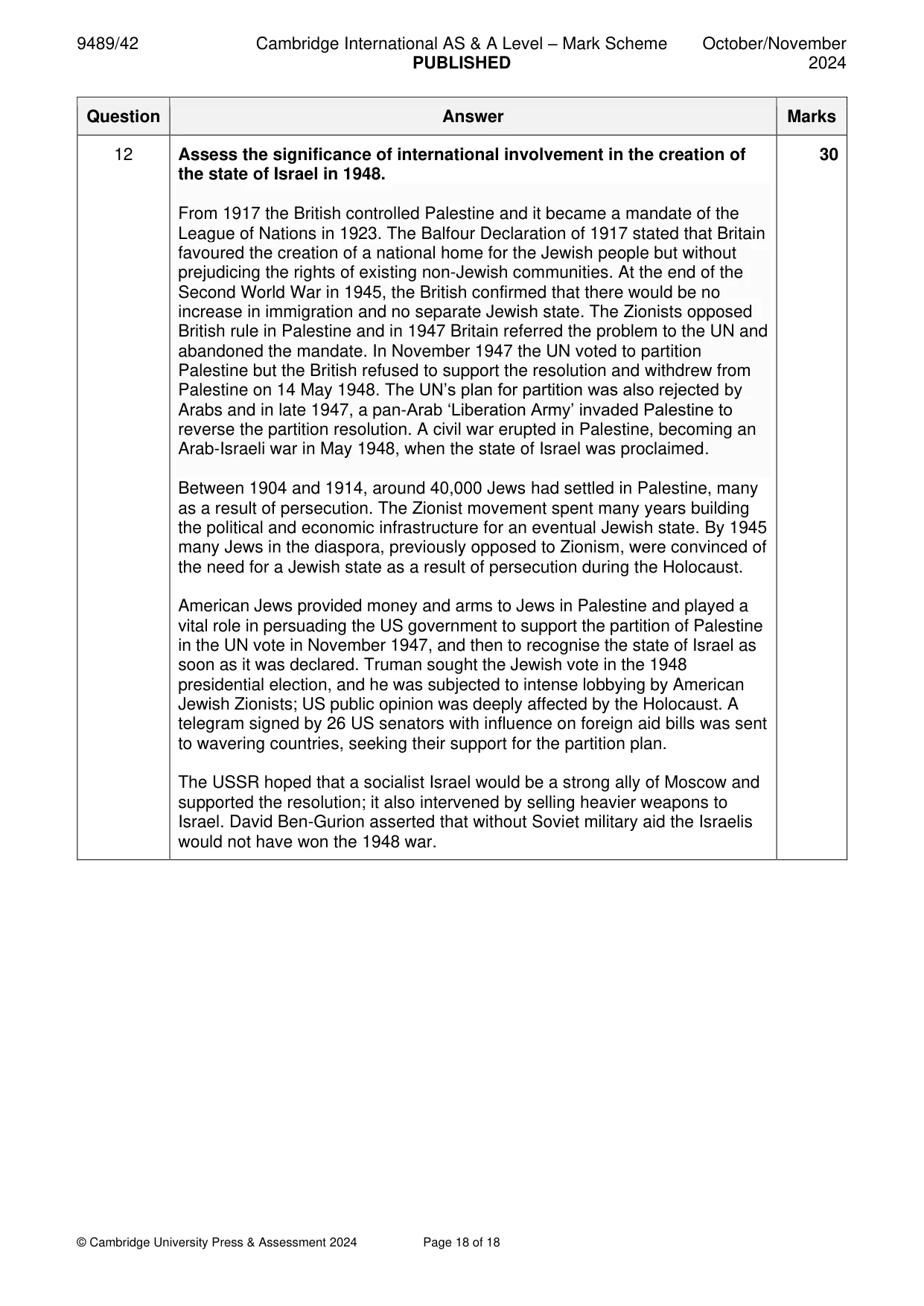 Mark scheme, page 18 of 18
