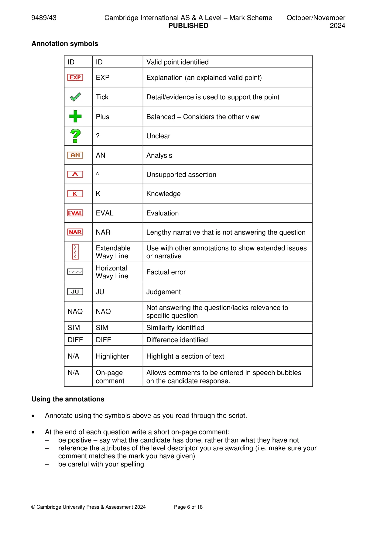 Mark scheme, page 6 of 18