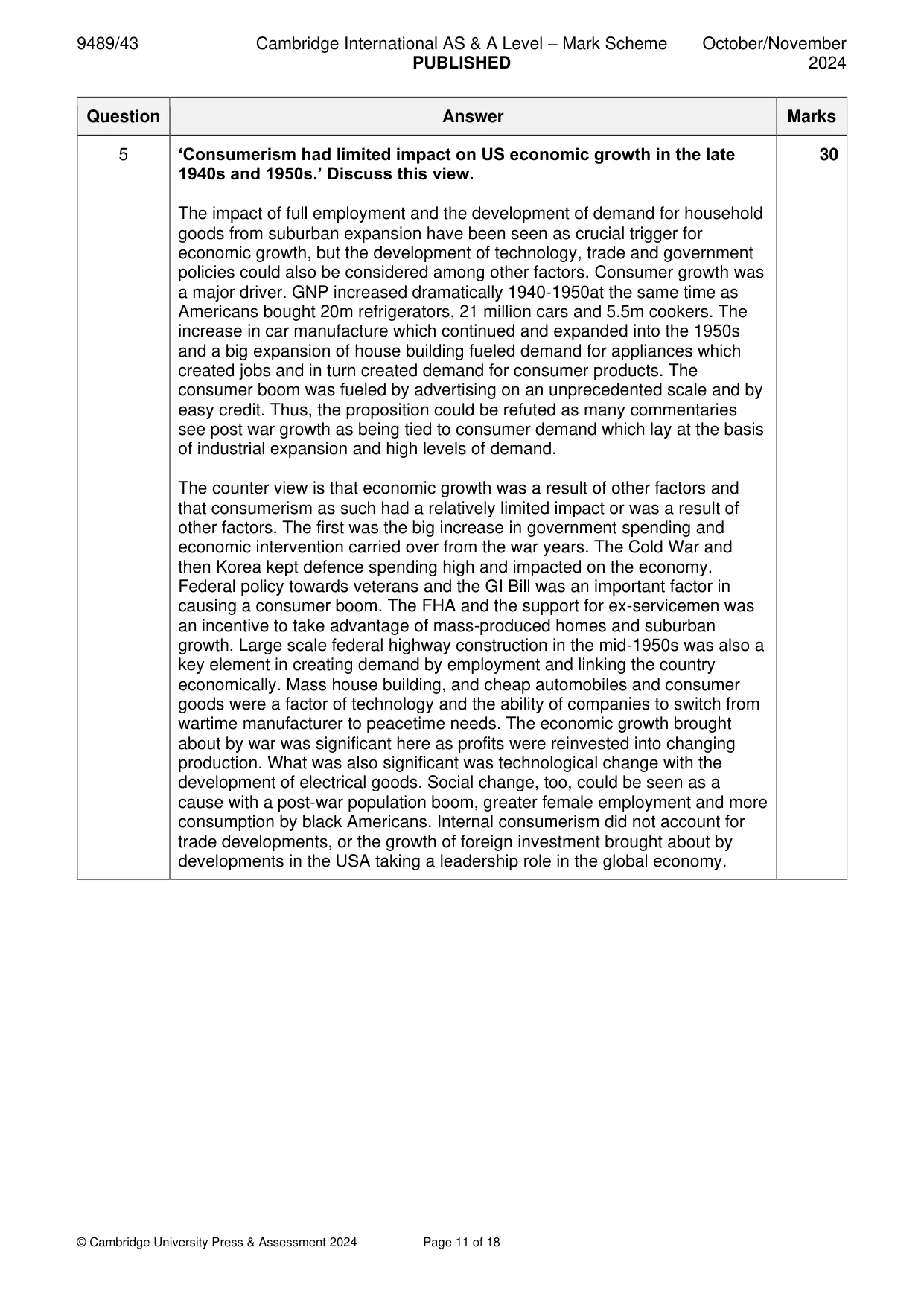 Mark scheme, page 11 of 18