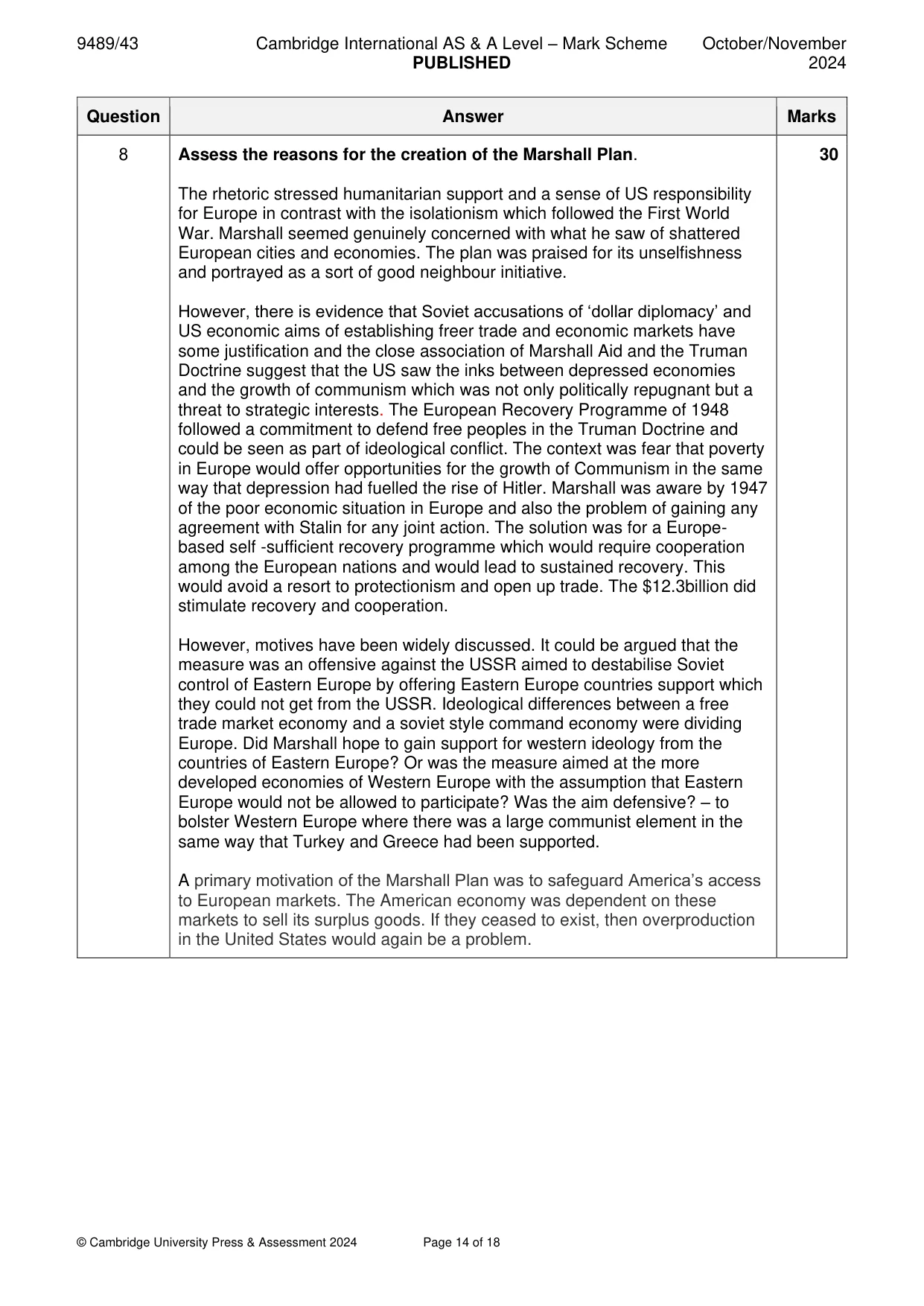 Mark scheme, page 14 of 18