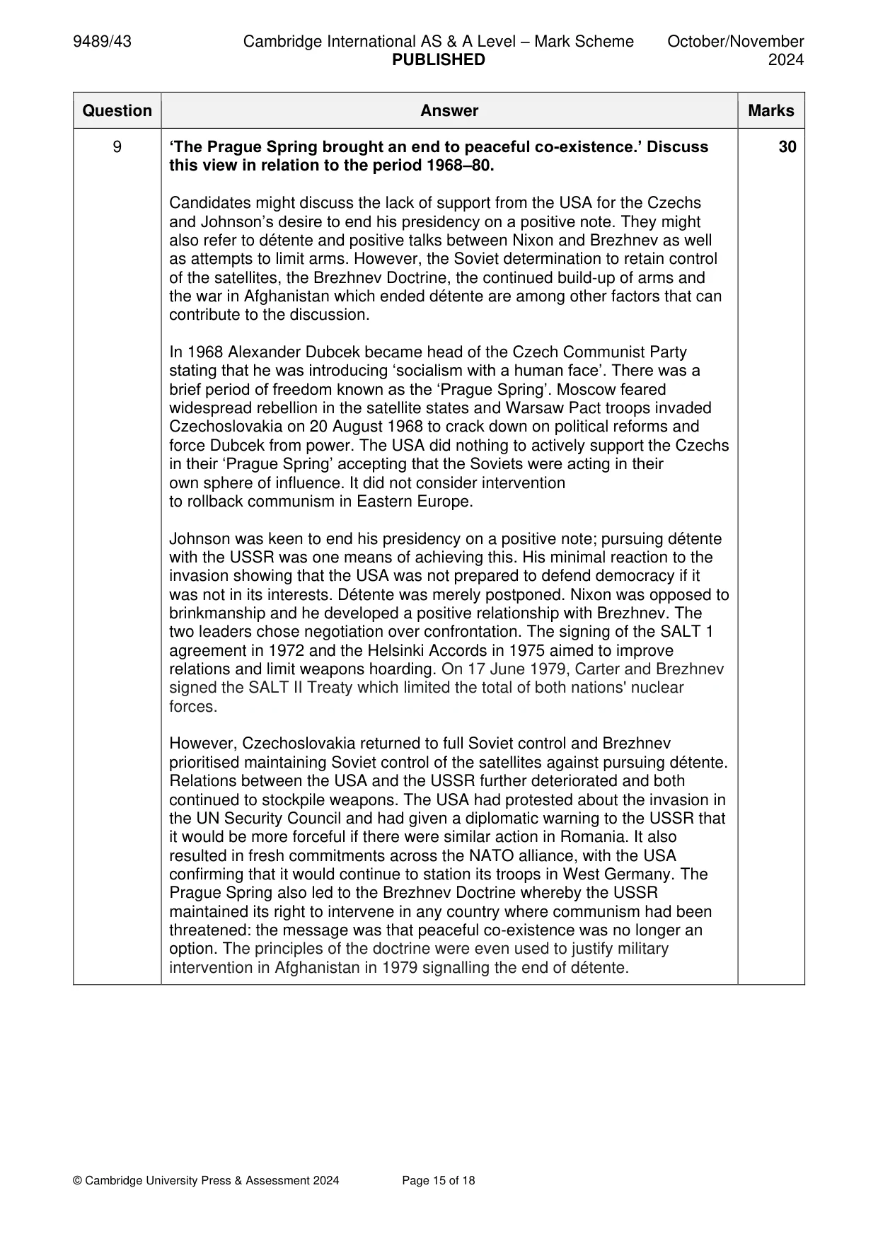 Mark scheme, page 15 of 18