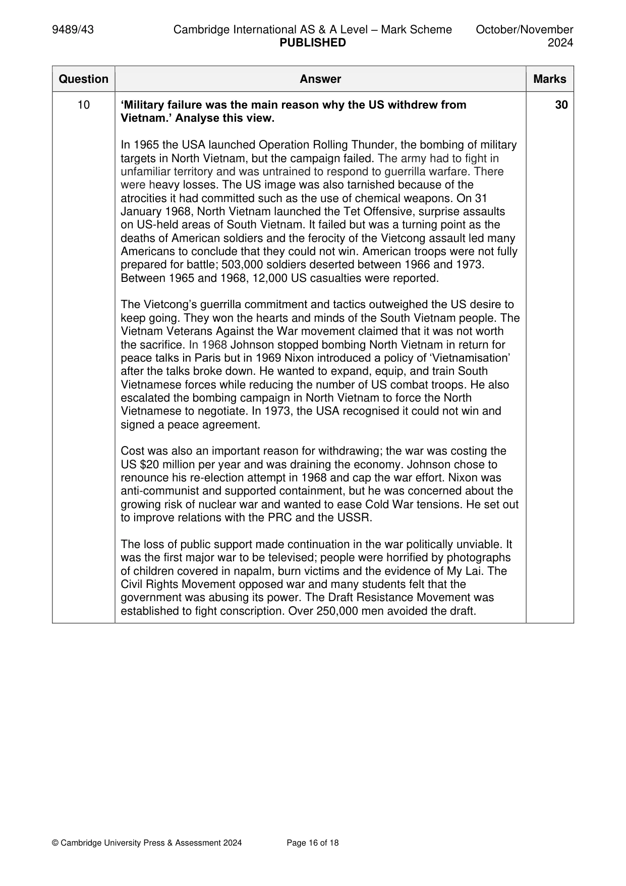 Mark scheme, page 16 of 18