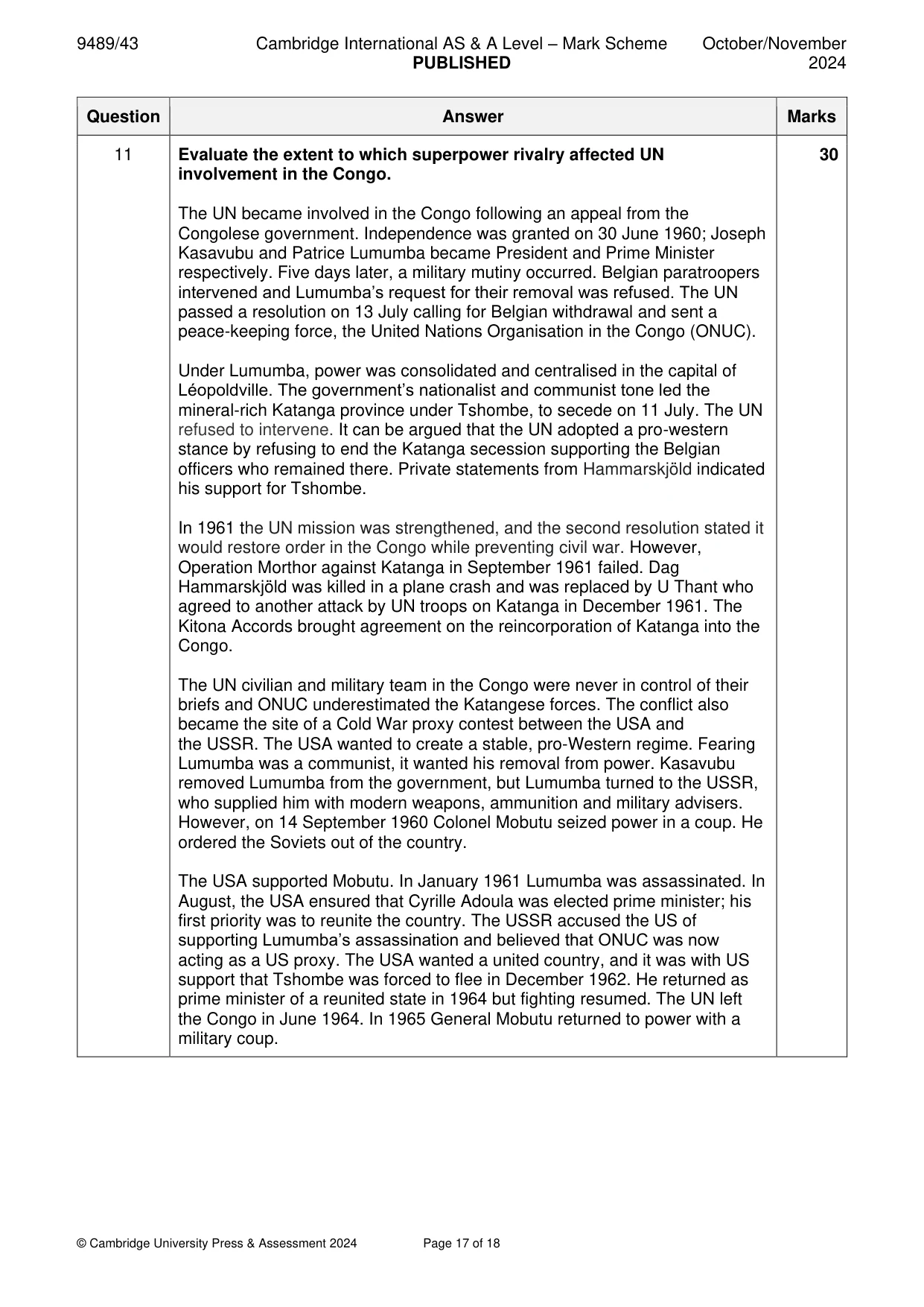 Mark scheme, page 17 of 18