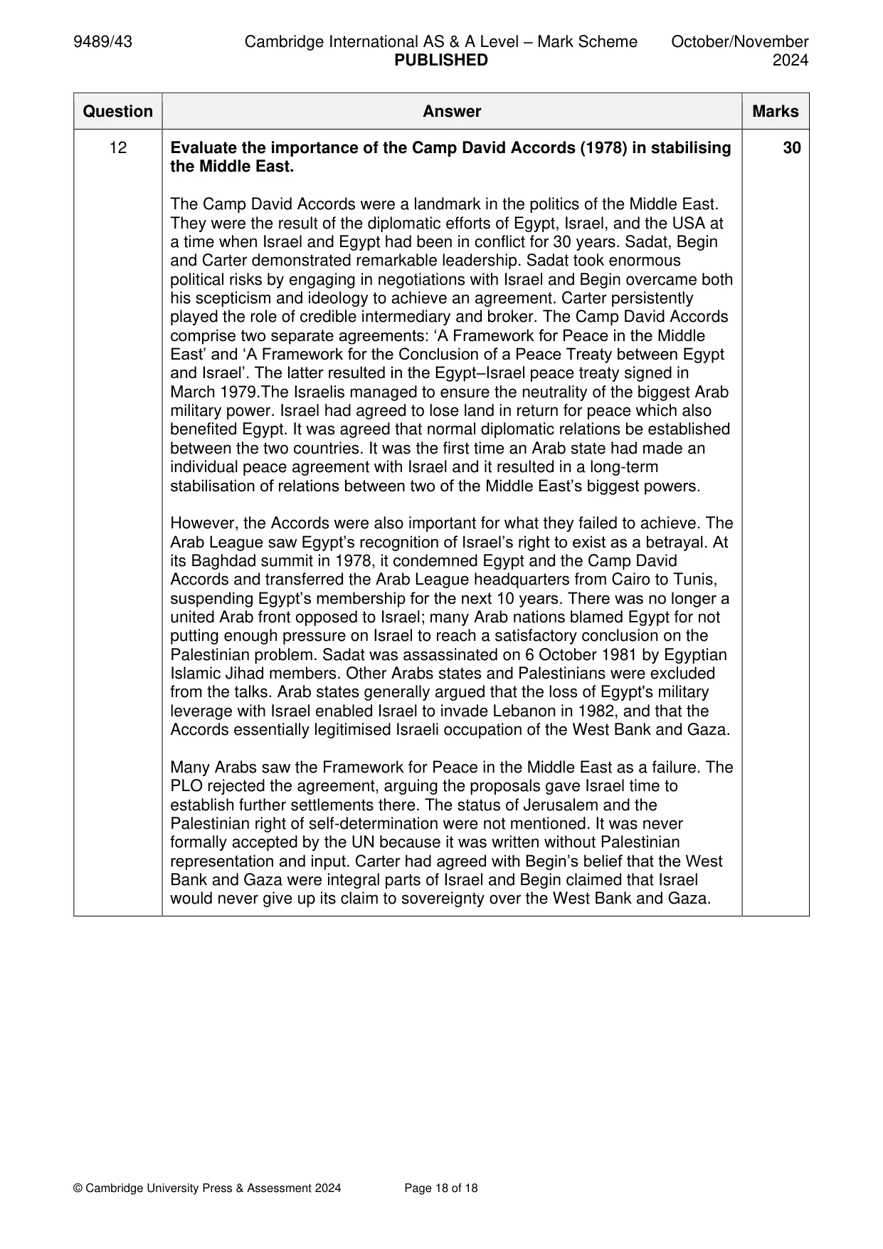 Mark scheme, page 18 of 18