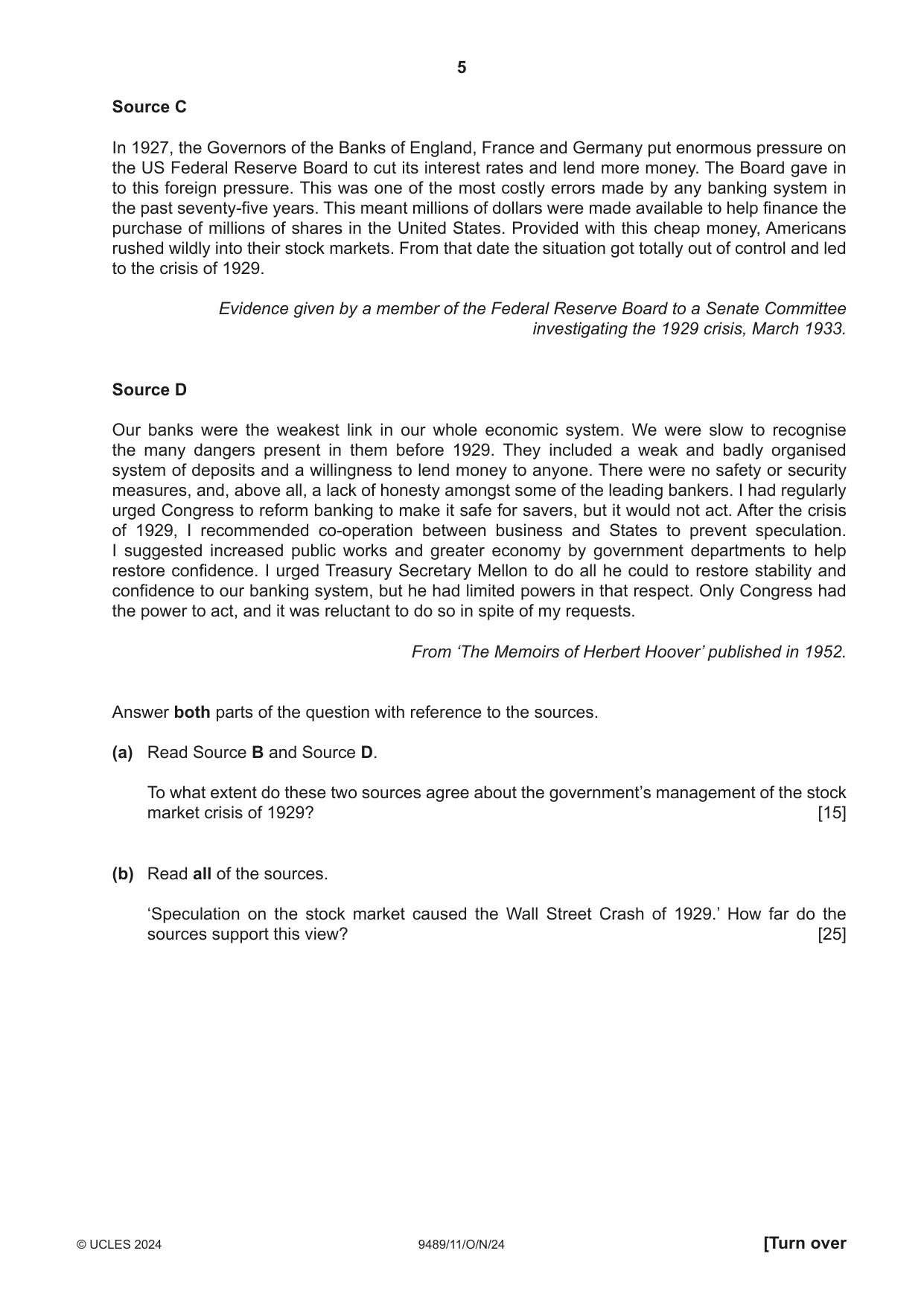 Cambridge A Level History 9489 2024 Oct/Nov Paper 1 · Variant 1 question paper, page 5 of 8