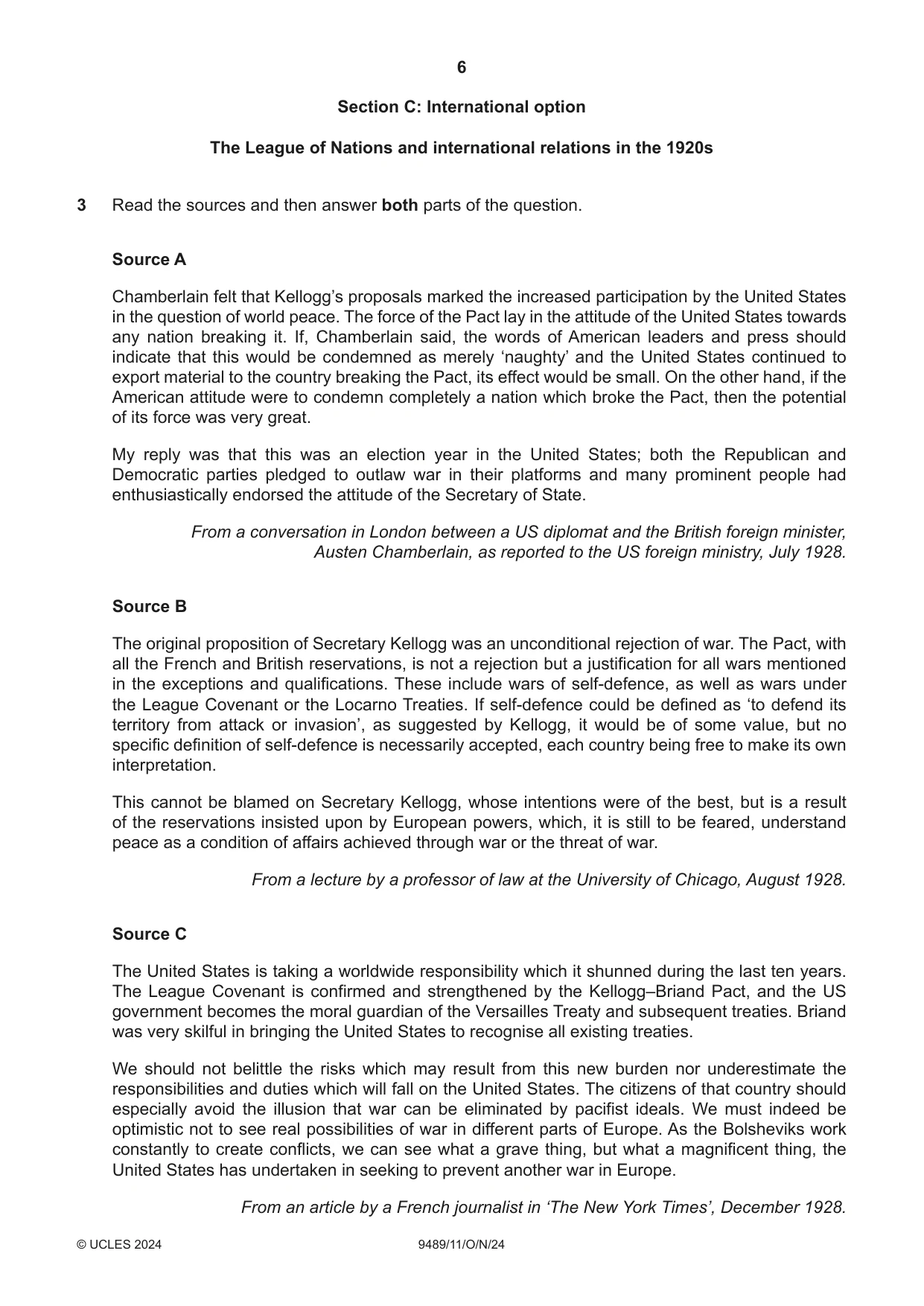 Cambridge A Level History 9489 2024 Oct/Nov Paper 1 · Variant 1 question paper, page 6 of 8