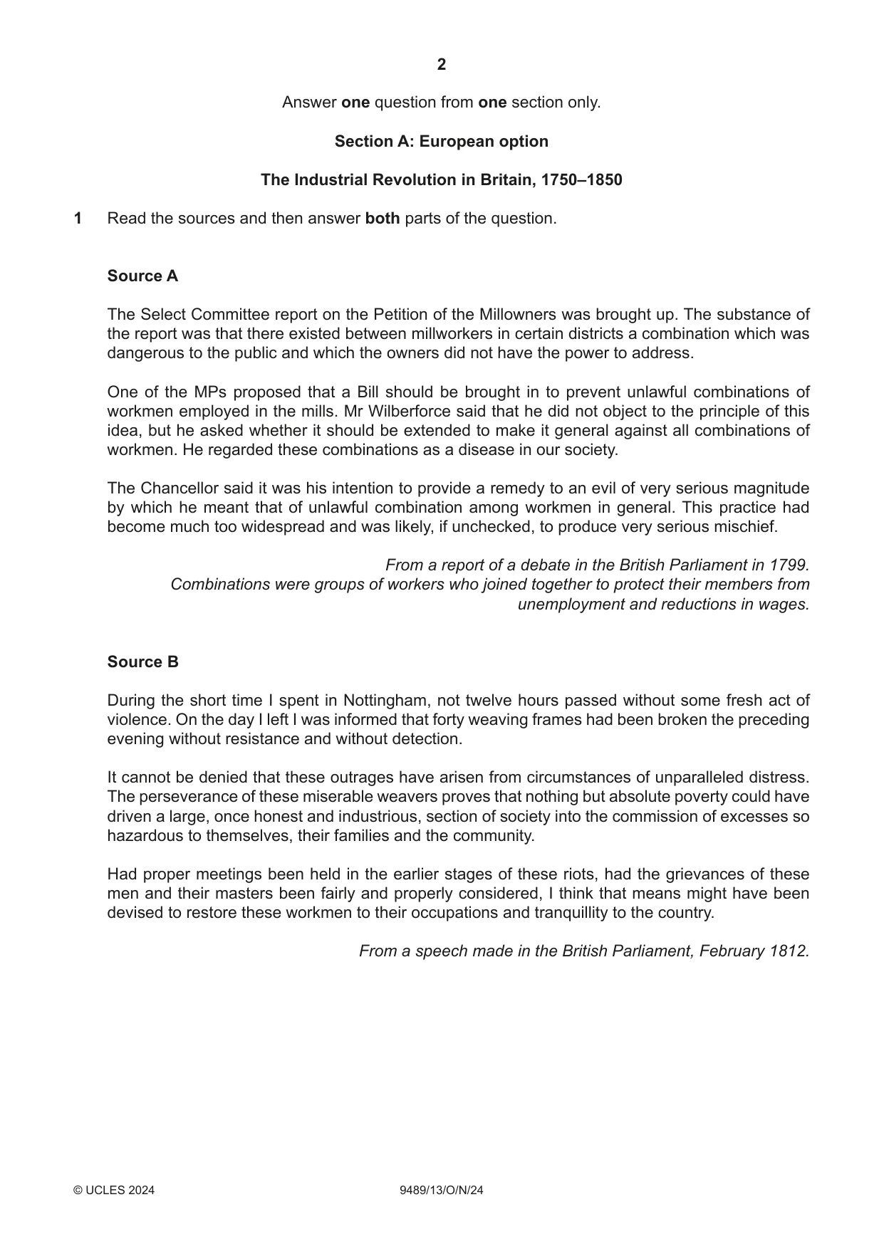 Cambridge A Level History 9489 2024 Oct/Nov Paper 1 · Variant 3 question paper, page 2 of 8