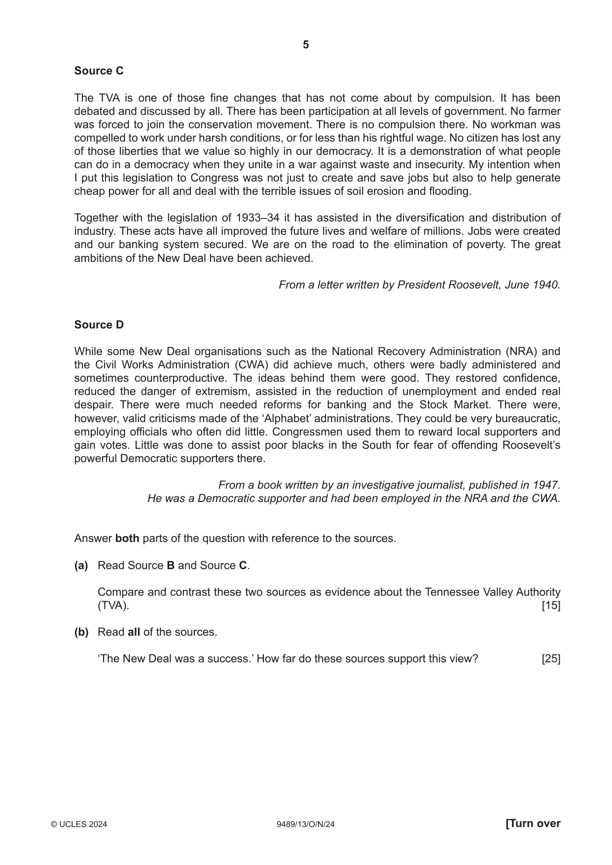 Cambridge A Level History 9489 2024 Oct/Nov Paper 1 · Variant 3 question paper, page 5 of 8