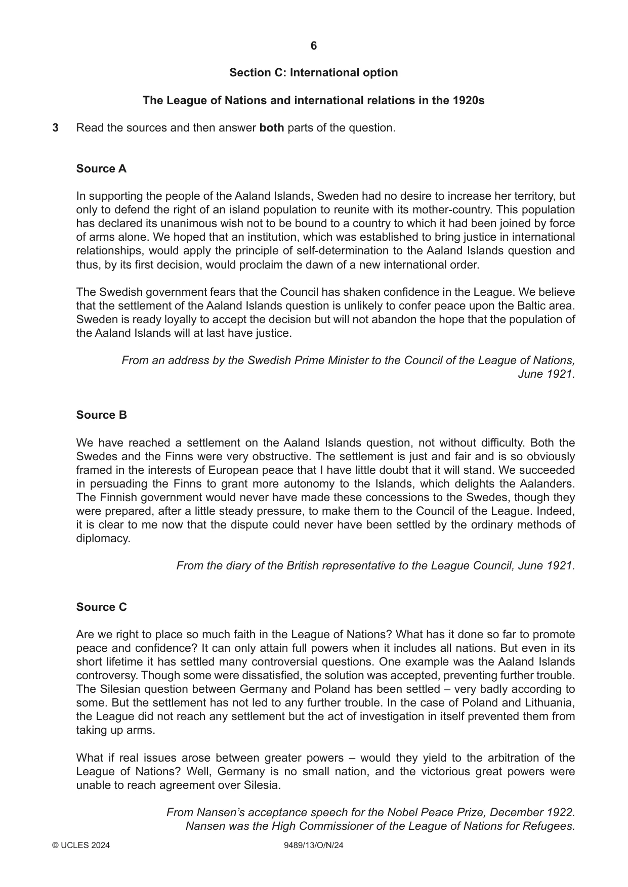 Cambridge A Level History 9489 2024 Oct/Nov Paper 1 · Variant 3 question paper, page 6 of 8