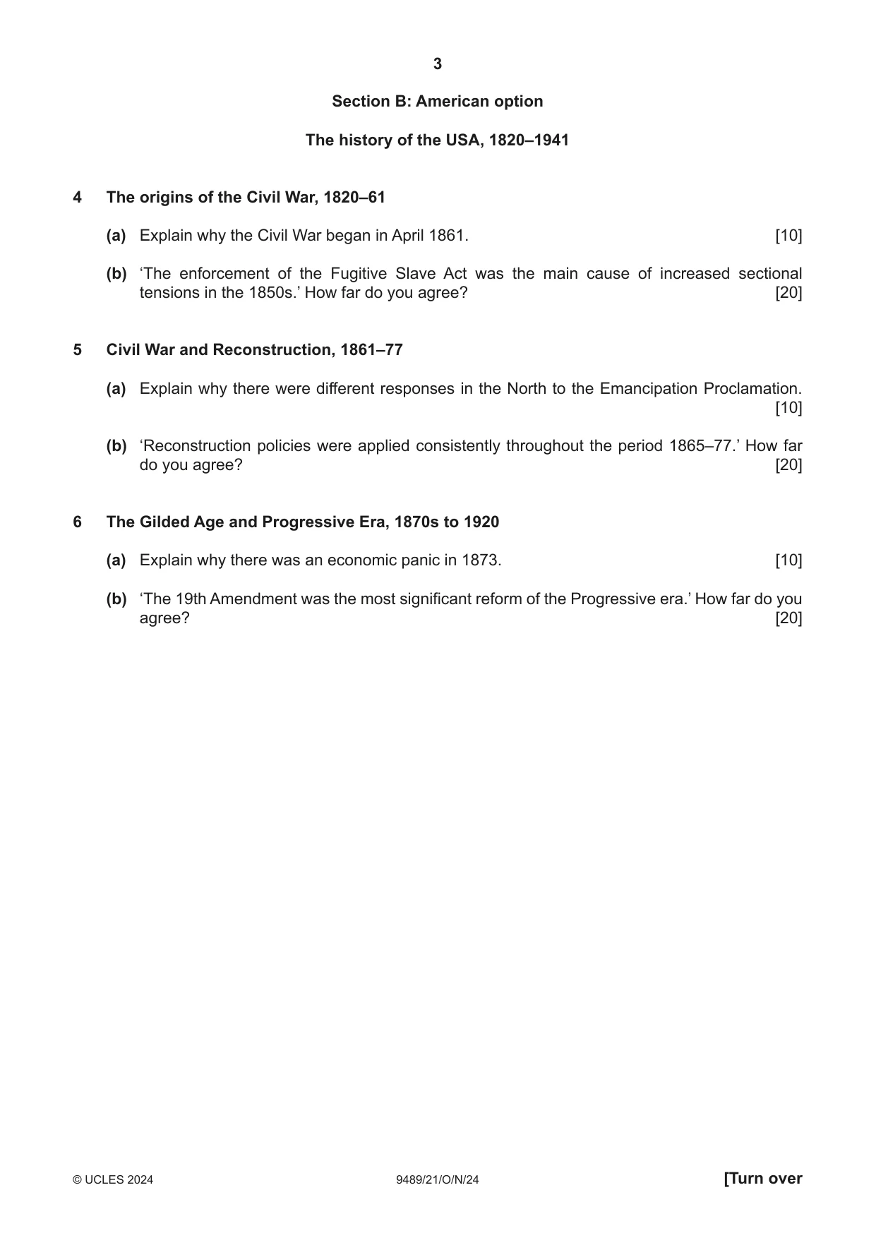 Cambridge A Level History 9489 2024 Oct/Nov Paper 2 · Variant 1 question paper, page 3 of 4