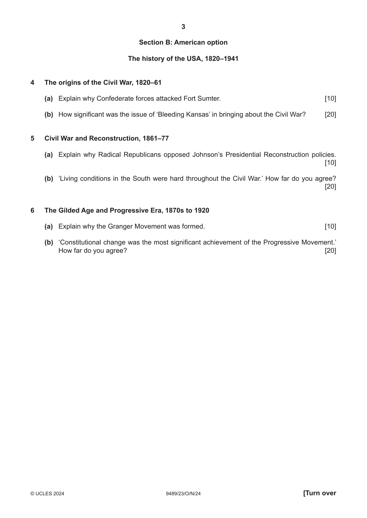 Cambridge A Level History 9489 2024 Oct/Nov Paper 2 · Variant 3 question paper, page 3 of 4