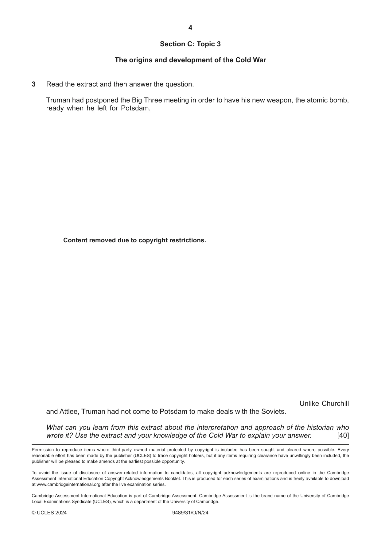 Cambridge A Level History 9489 2024 Oct/Nov Paper 3 · Variant 1 question paper, page 4 of 4