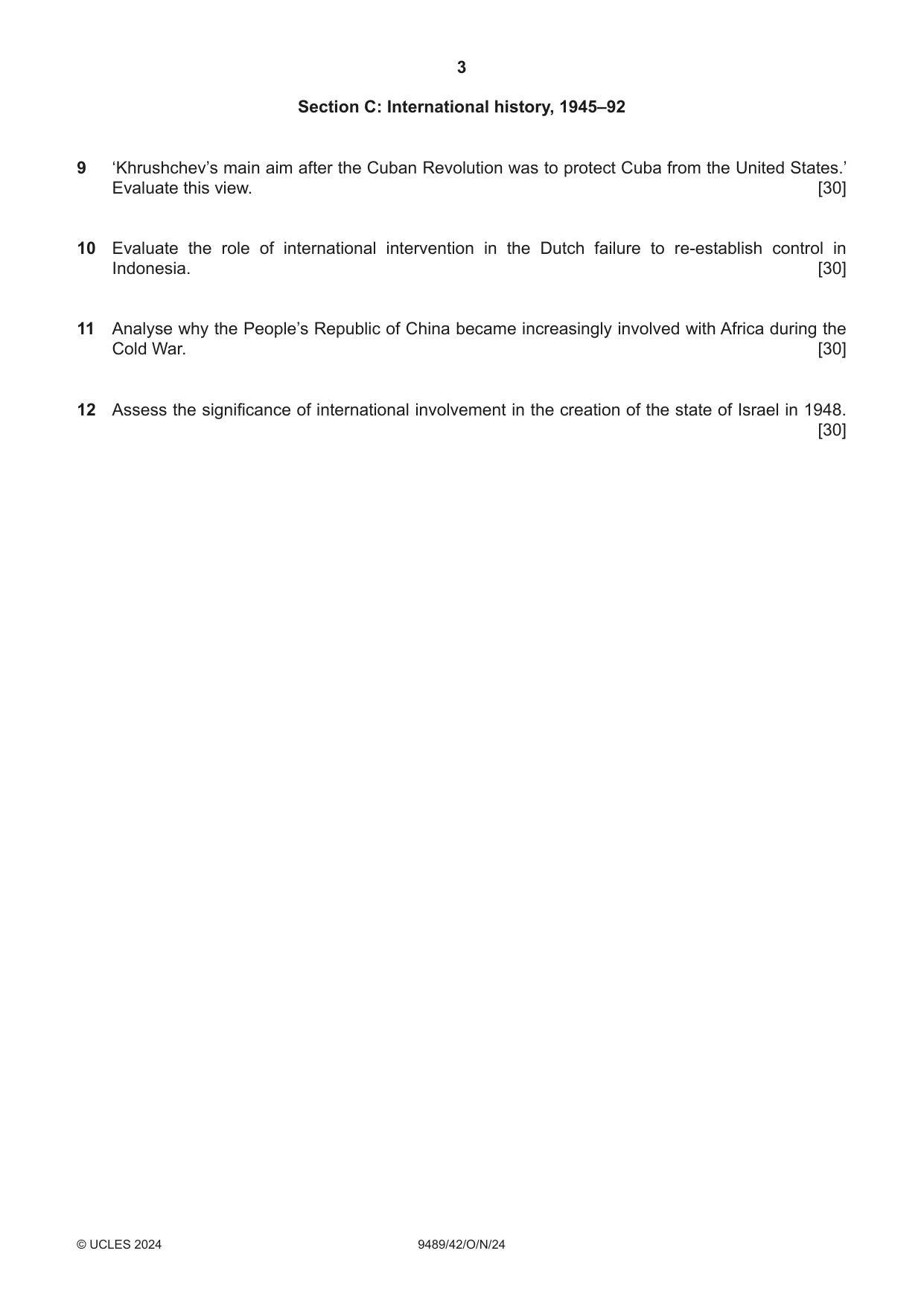 Cambridge A Level History 9489 2024 Oct/Nov Paper 4 · Variant 2 question paper, page 3 of 4