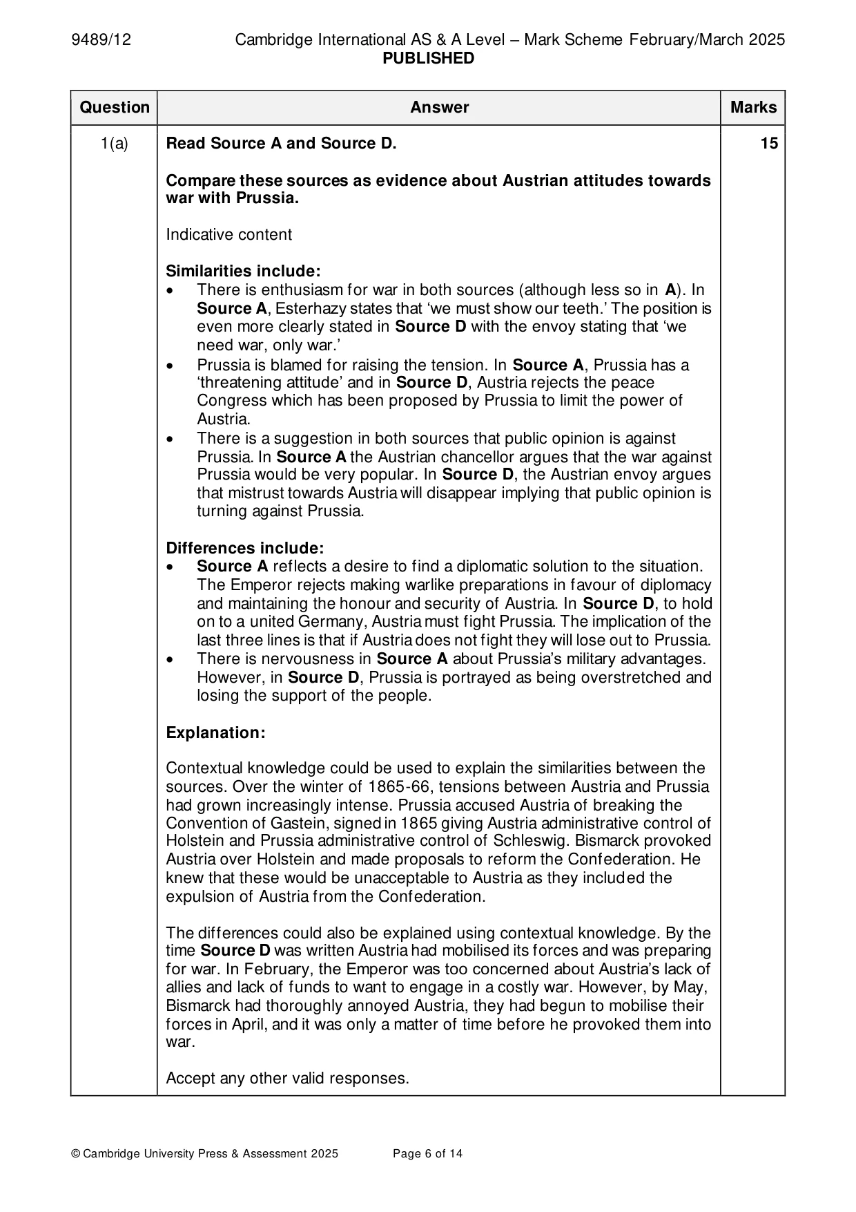 Mark scheme, page 6 of 14