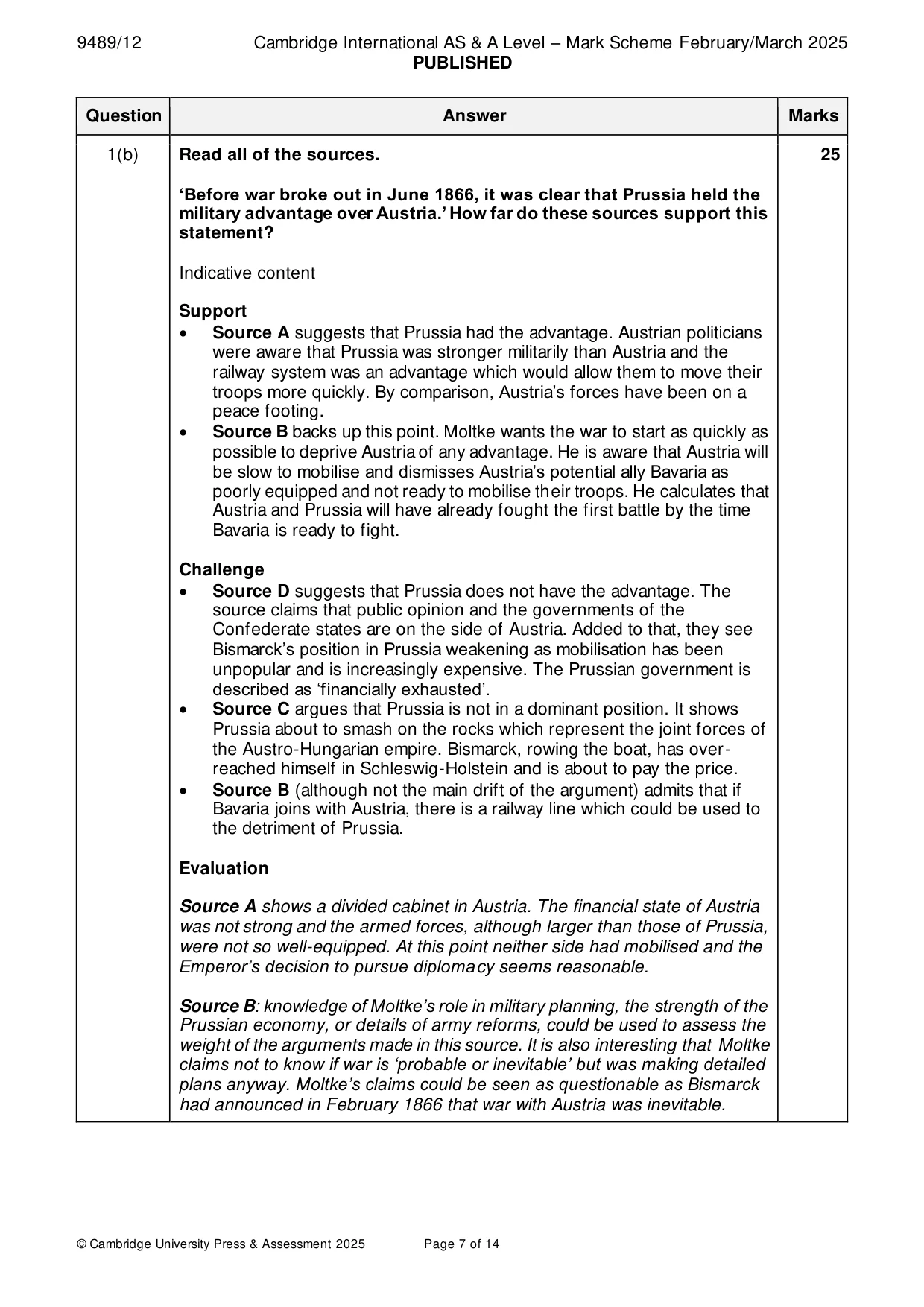 Mark scheme, page 7 of 14