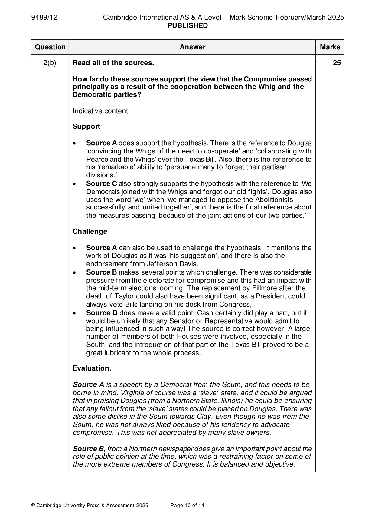 Mark scheme, page 10 of 14