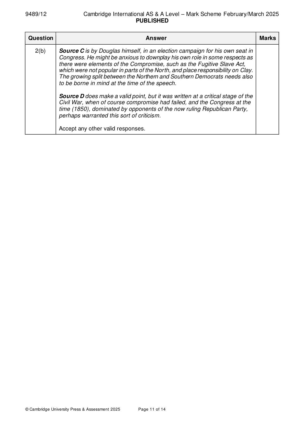 Mark scheme, page 11 of 14