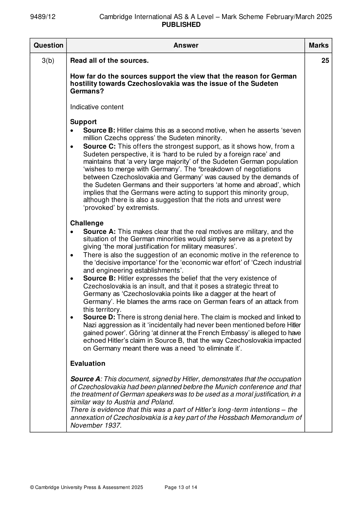 Mark scheme, page 13 of 14