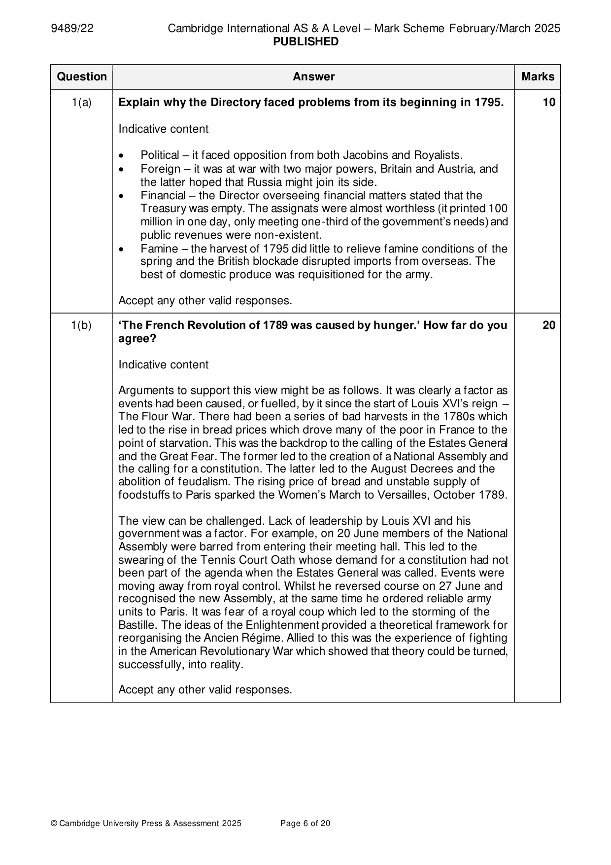 Mark scheme, page 6 of 20