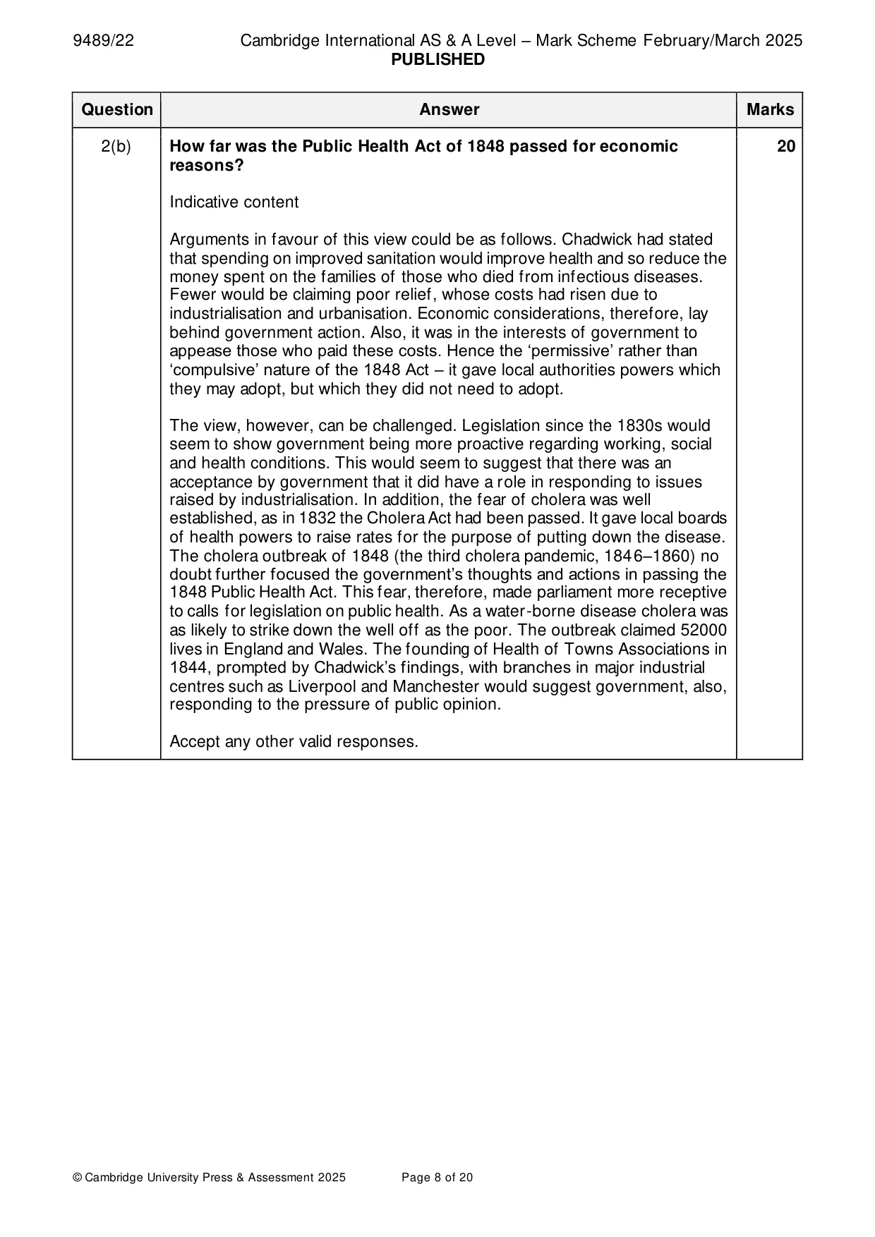 Mark scheme, page 8 of 20