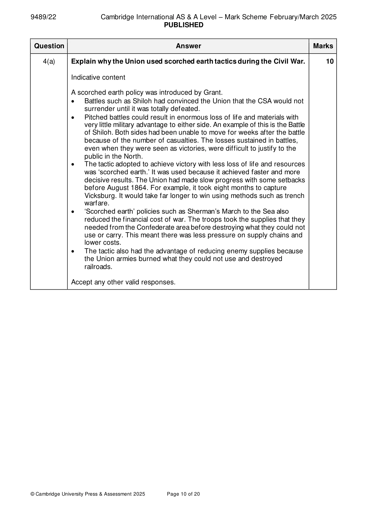 Mark scheme, page 10 of 20