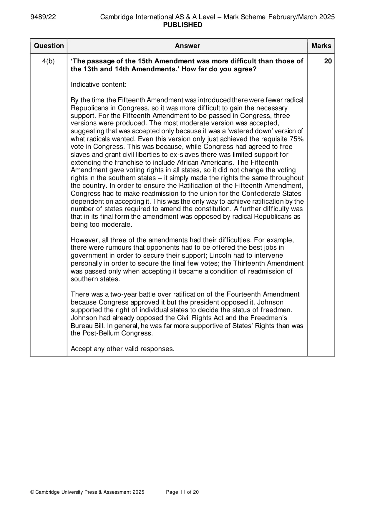 Mark scheme, page 11 of 20