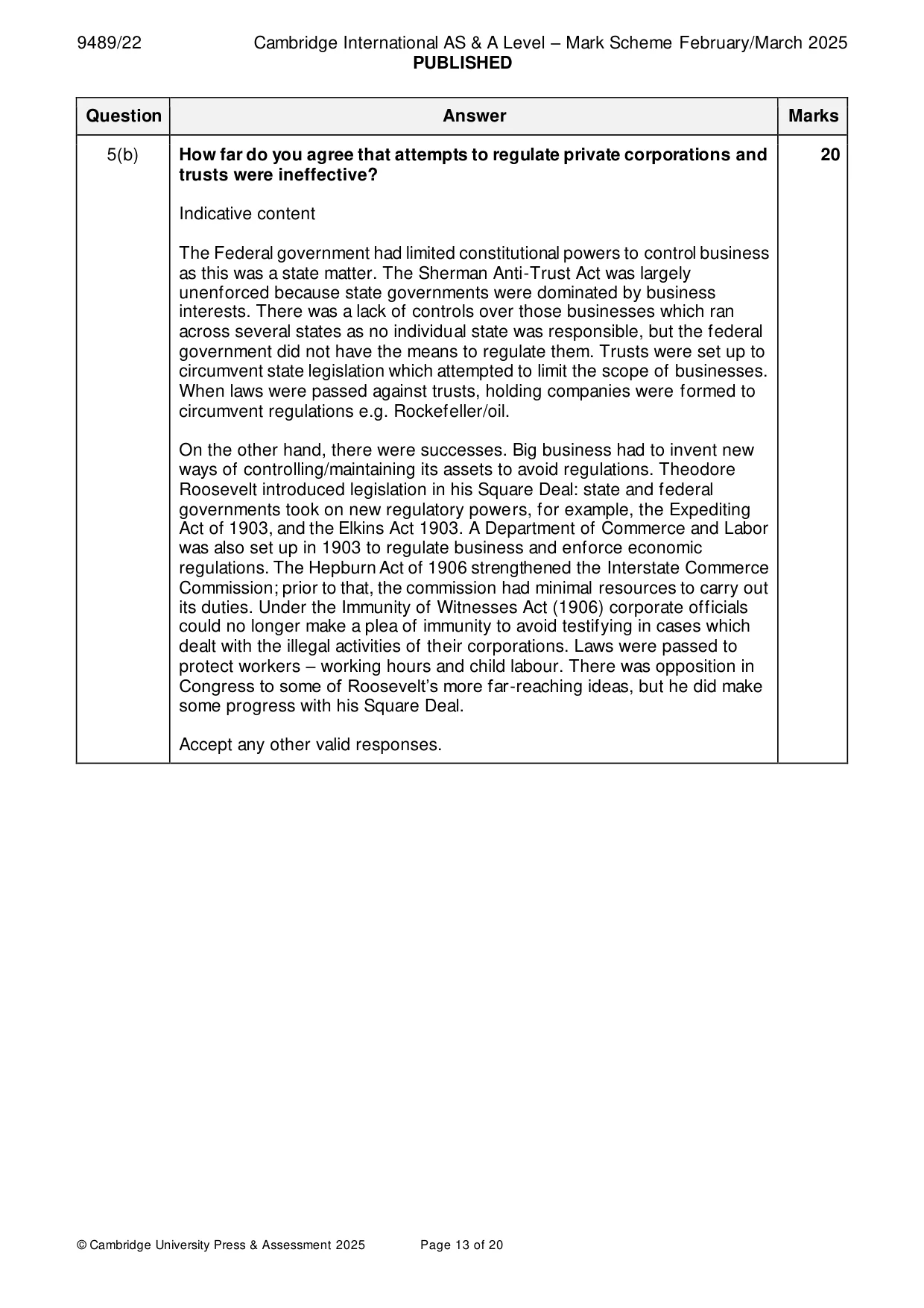 Mark scheme, page 13 of 20