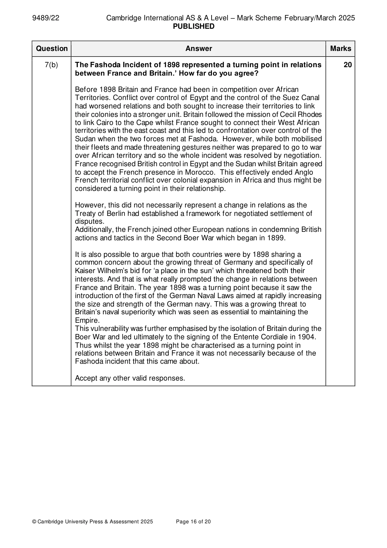 Mark scheme, page 16 of 20