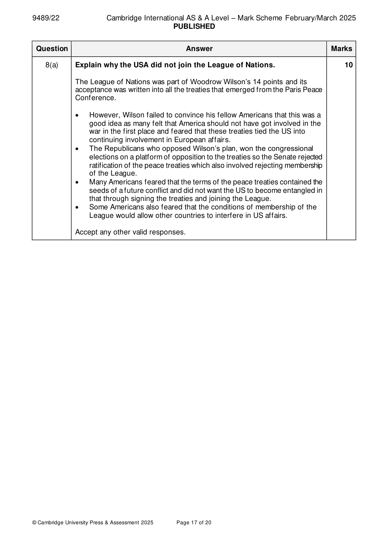 Mark scheme, page 17 of 20