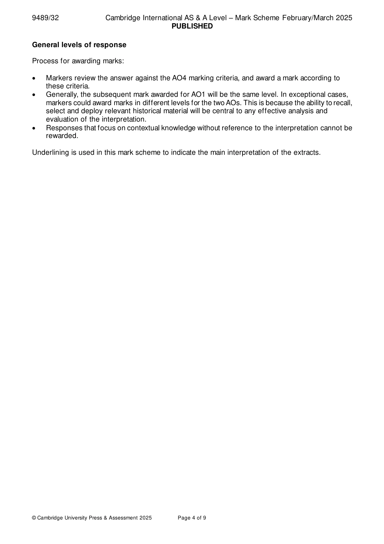 Mark scheme, page 4 of 9