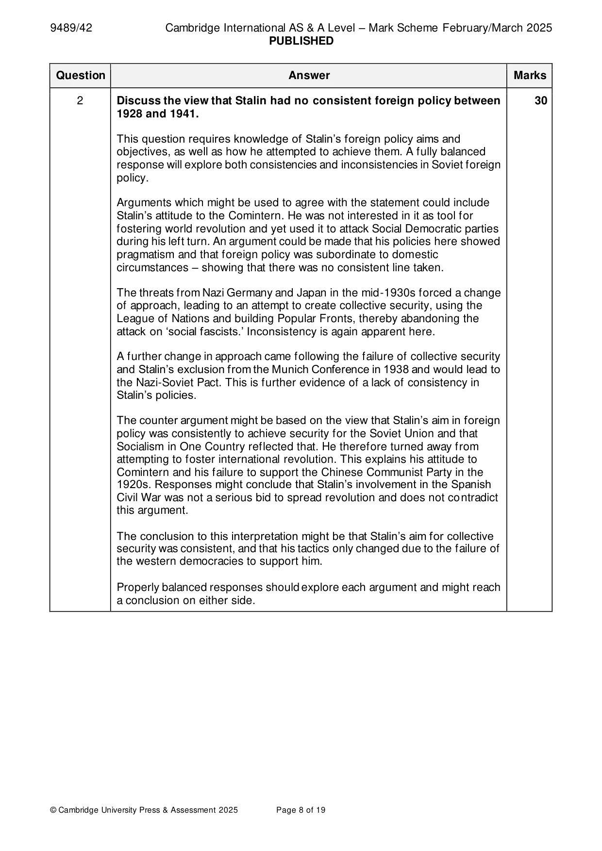 Mark scheme, page 8 of 19