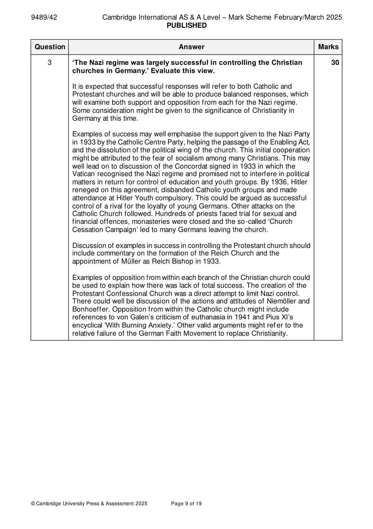 Mark scheme, page 9 of 19