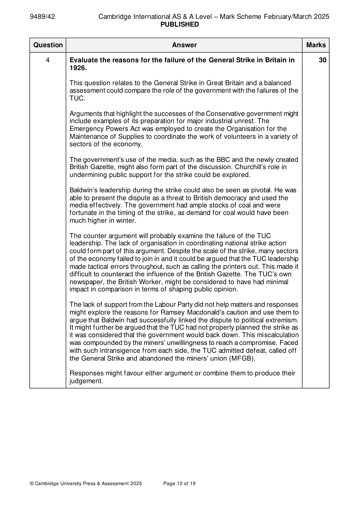 Mark scheme, page 10 of 19
