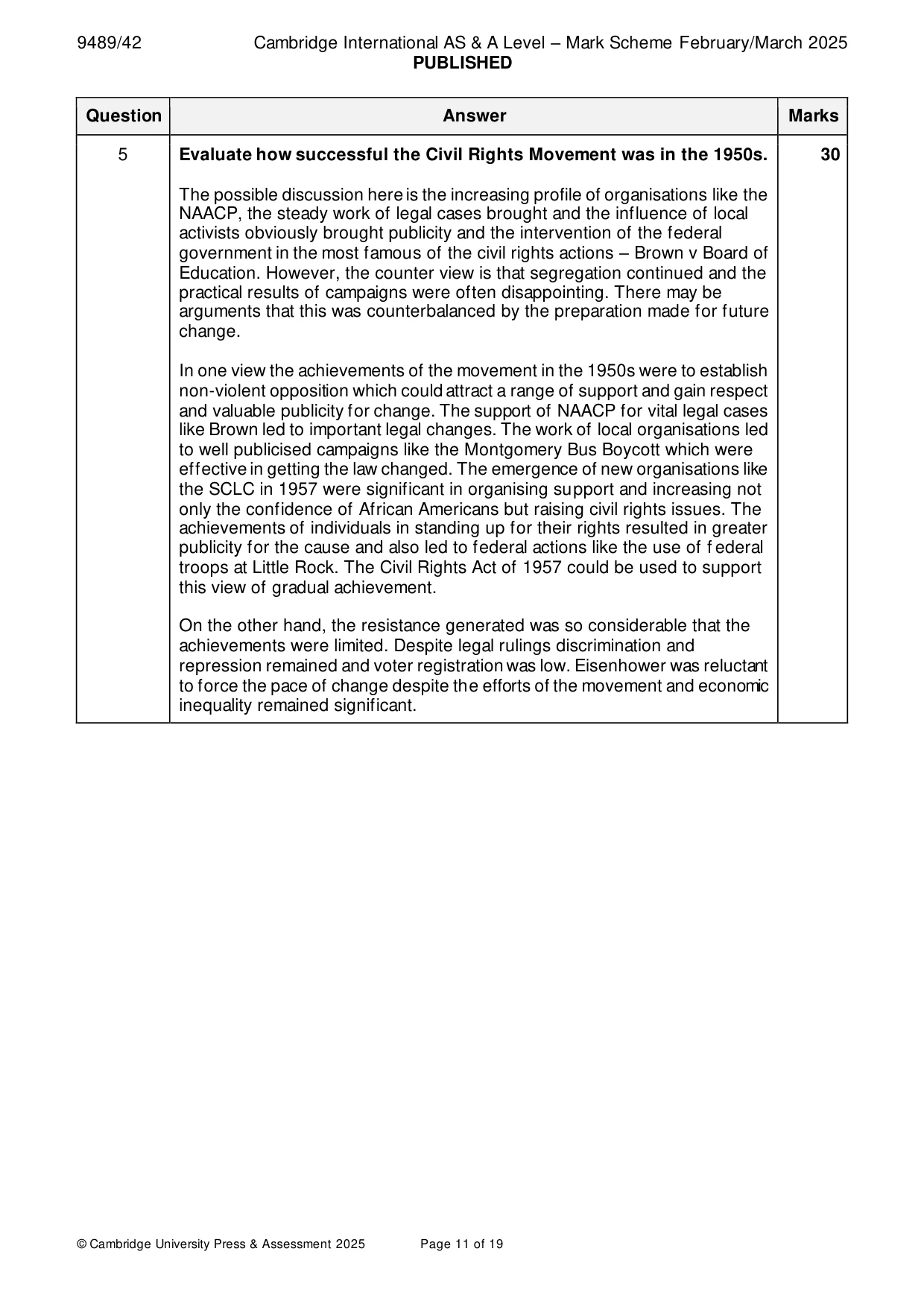 Mark scheme, page 11 of 19