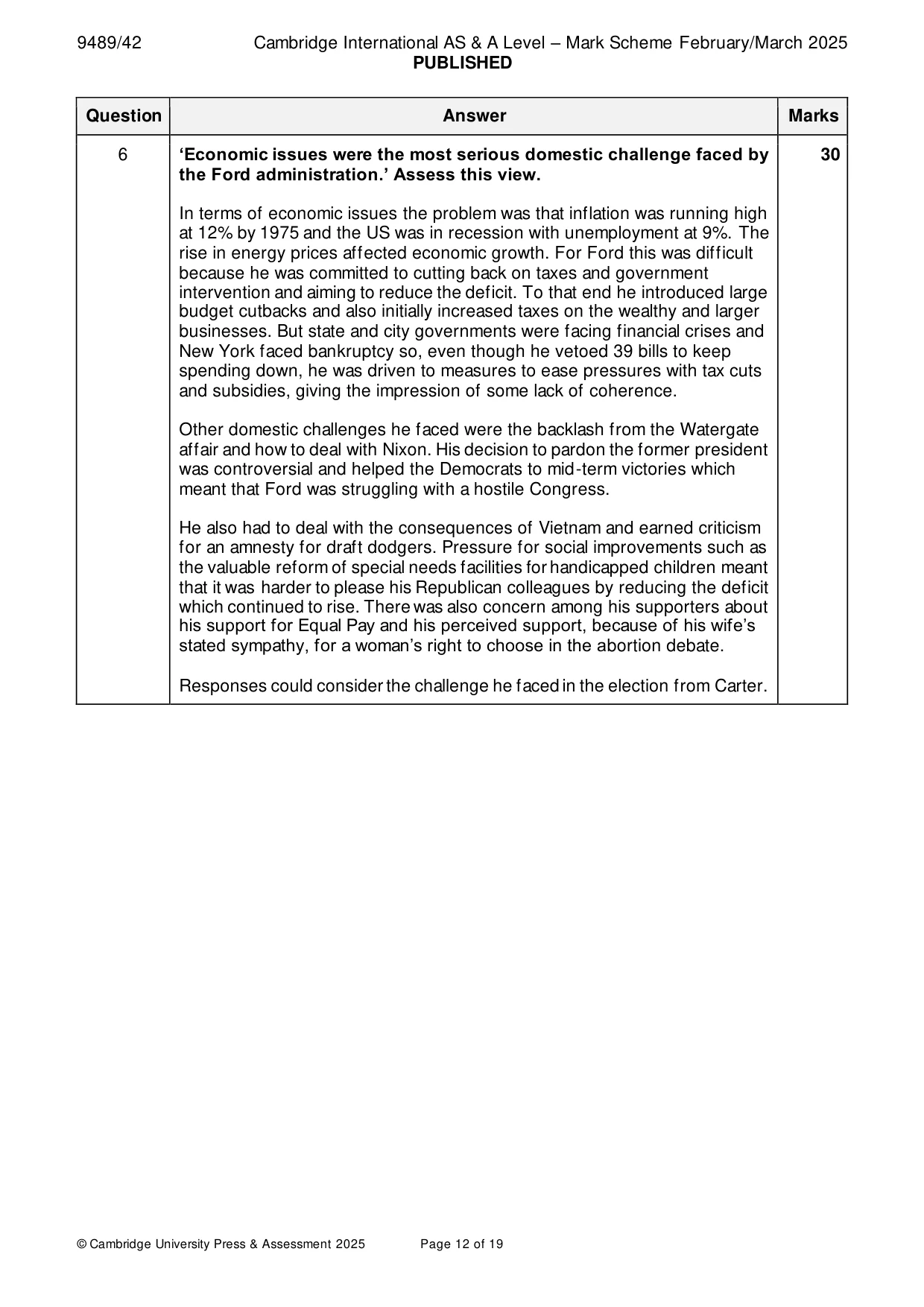 Mark scheme, page 12 of 19