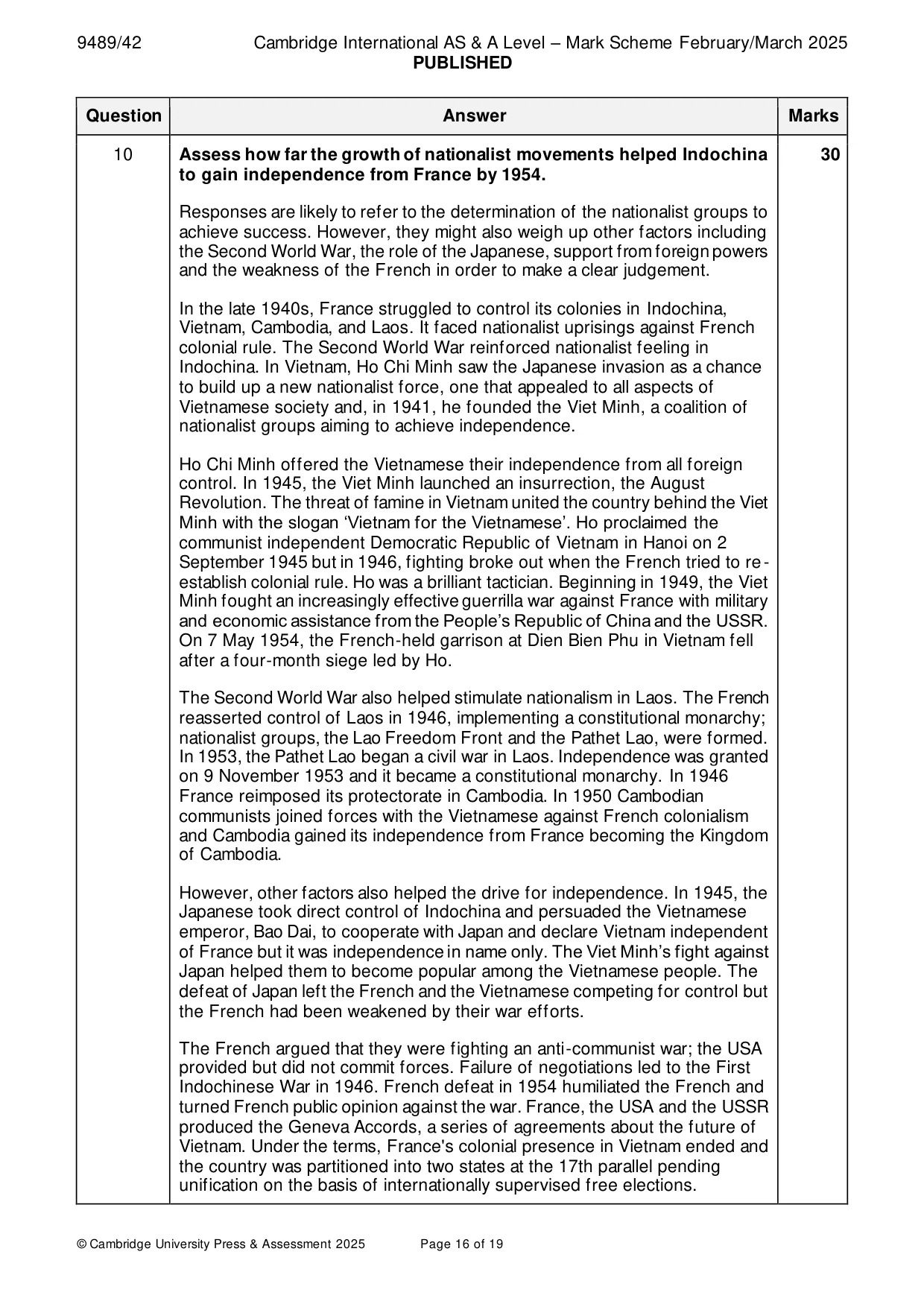 Mark scheme, page 16 of 19
