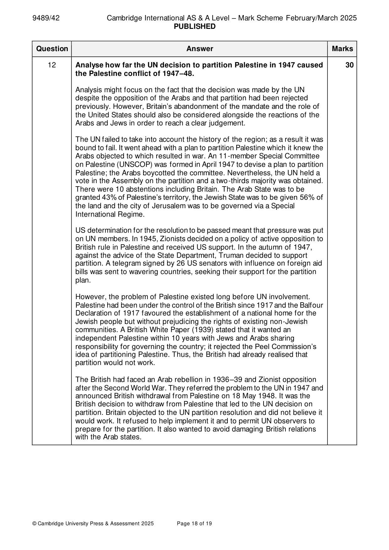 Mark scheme, page 18 of 19
