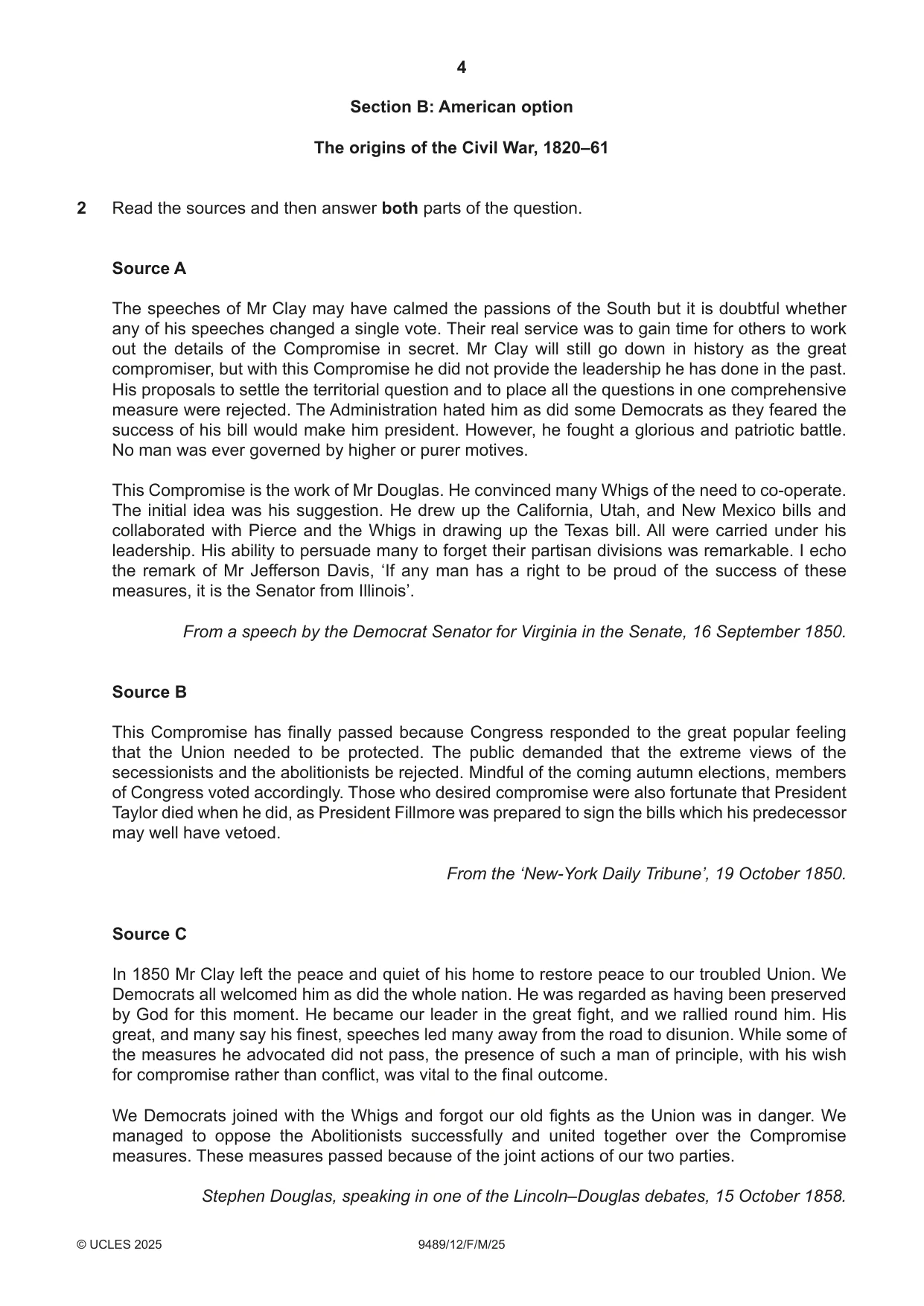 Cambridge A Level History 9489 2025 Feb/March Paper 1 · Variant 2 question paper, page 4 of 8