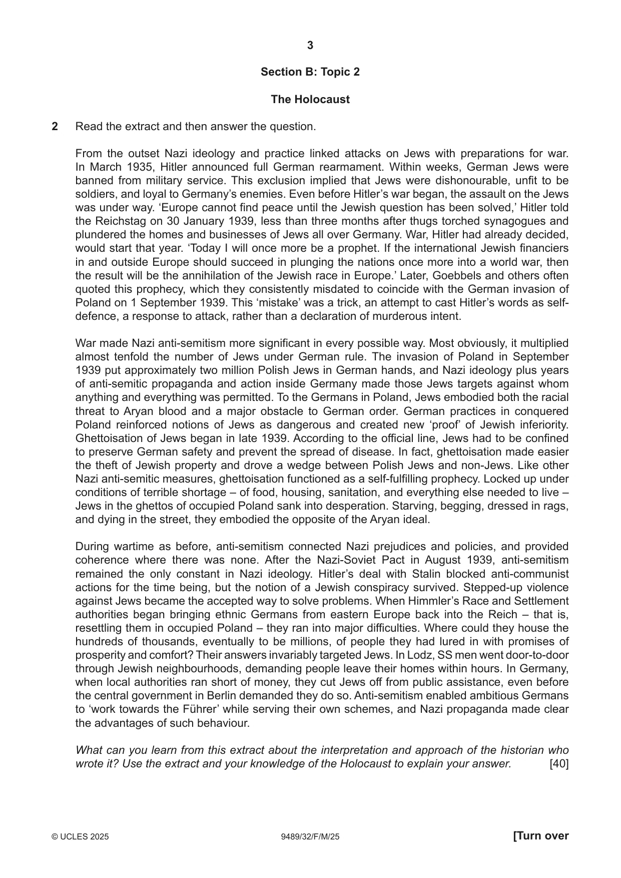 Cambridge A Level History 9489 2025 Feb/March Paper 3 · Variant 2 question paper, page 3 of 4